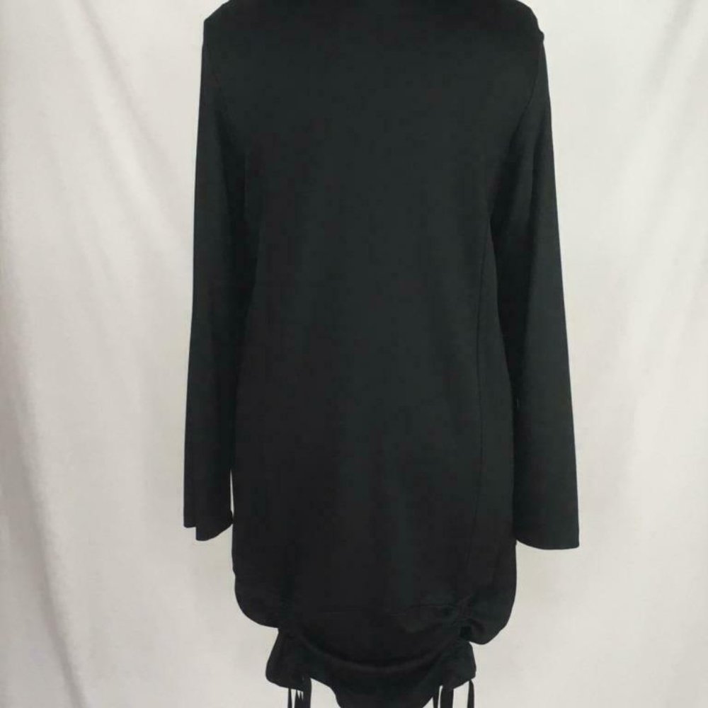 bryn Walker Black Cowl-Neck Drawstring Midi Dress - Picture 4 of 8